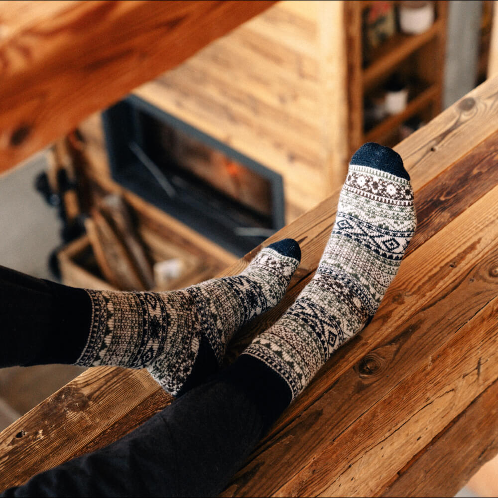 5 Pairs Retro Nordic Style Wool Socks Women Thermal Socks(Style 3)
